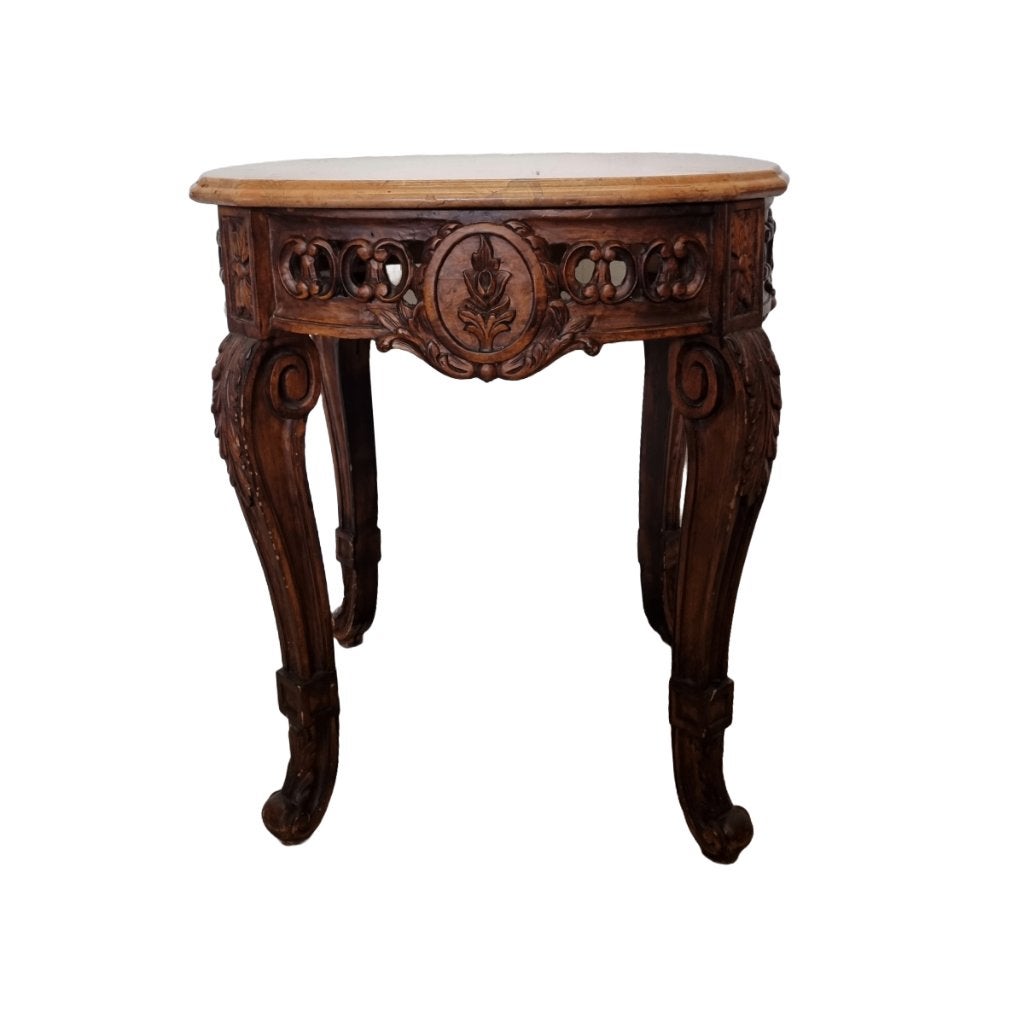 Louis XV stijl bijzettafel met marmeren blad, Ophalen of Verzenden