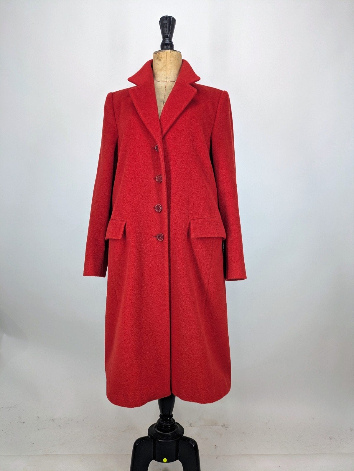 Vintage rode wollen jas van Piacenza, Kleding | Dames, Maat 38/40 (M), Zo goed als nieuw, Piacenza Cashmere S.p.A., Rood