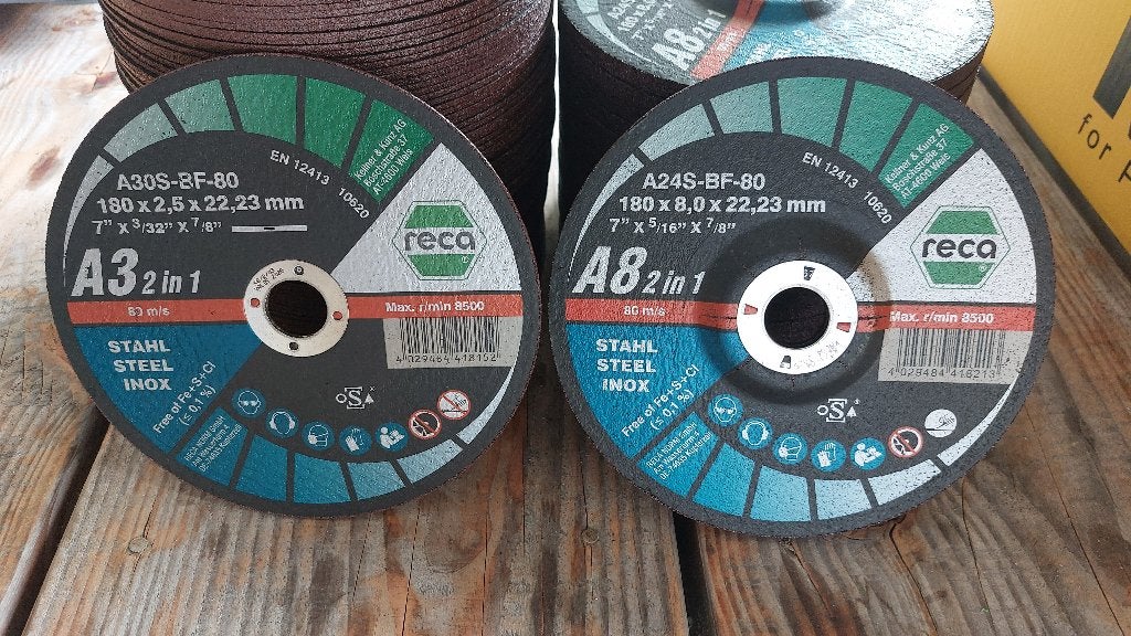 124x reca doorslijpschijven en afbraamschijven 180mm, ., Nieuw, Ophalen of Verzenden, .