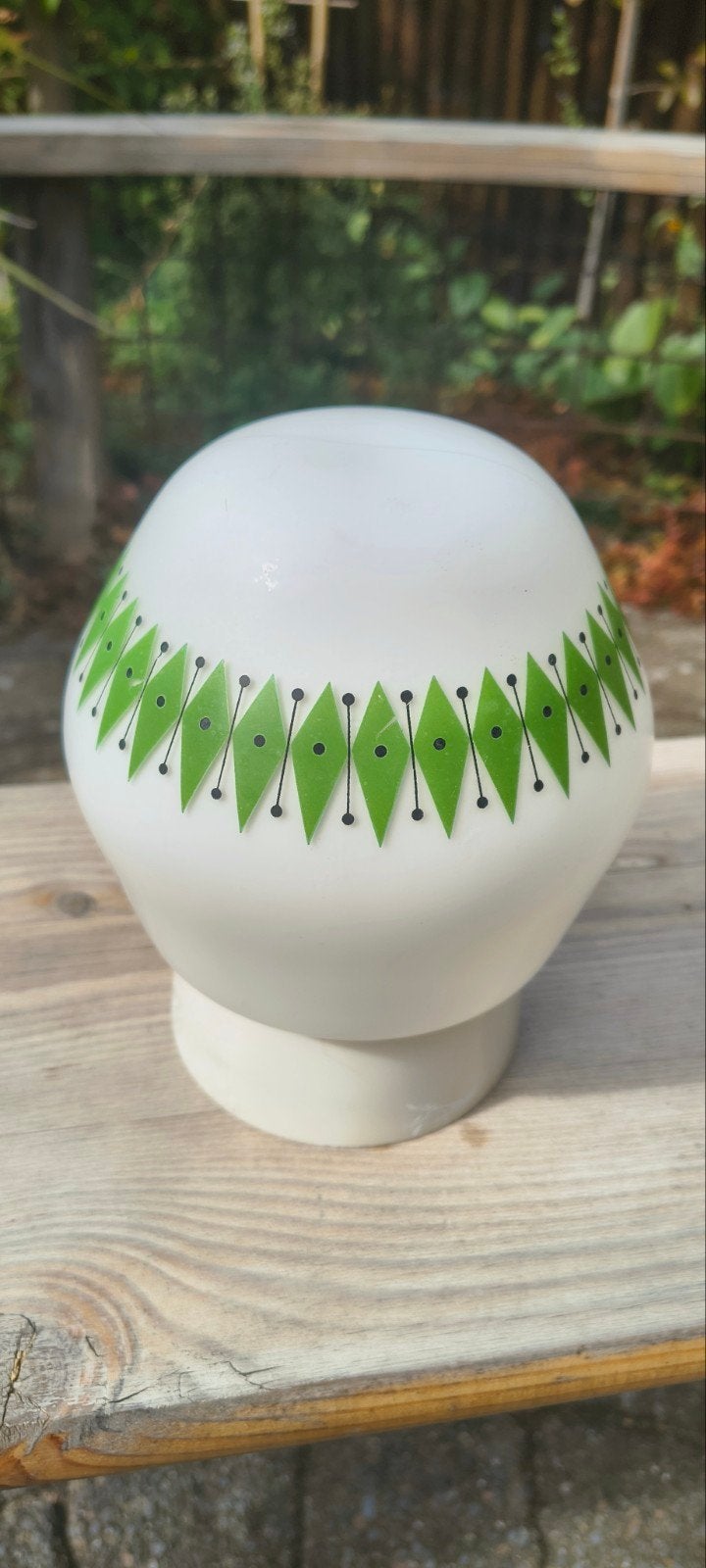 Retro/Vintage bollamp/plafondlamp, Jaren 50, Groen, Glas, Plafondlamp
