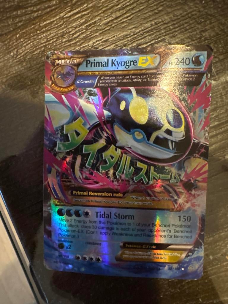 Pokémon Primal Kyogre EX kaart, Ophalen of Verzenden, Gebruikt, Losse kaart, Foil