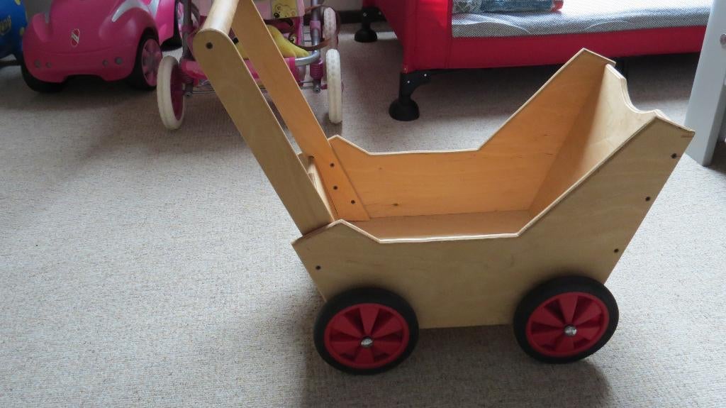 houten poppenwagen duwwagen, Ophalen, Duw- of Trekspeelgoed