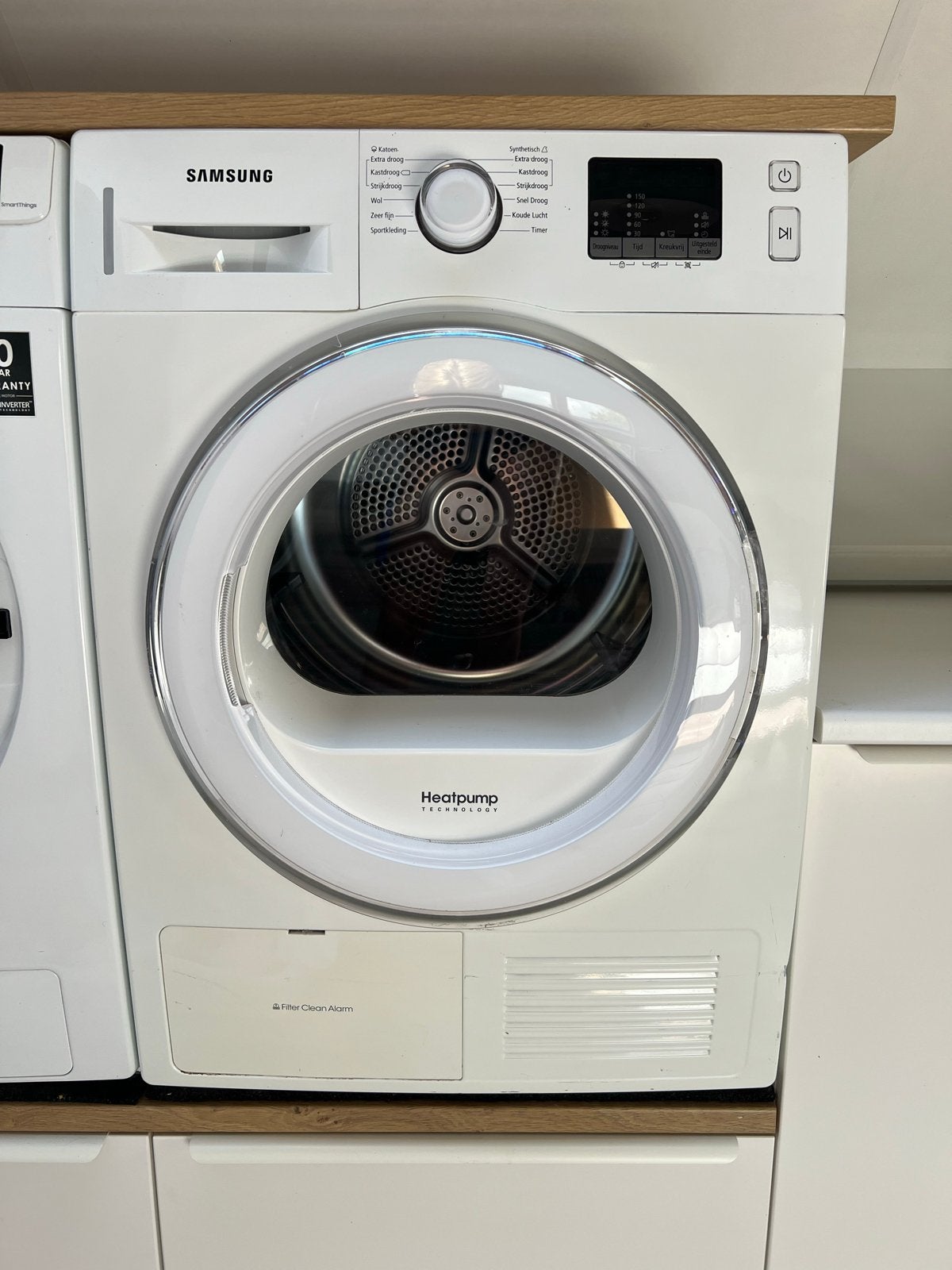 Samsung warmtepompdroger met foutmelding (DV70F5E2HGW/EN), Ophalen, 6 tot 8 kg, Niet werkend, 85 tot 90 cm