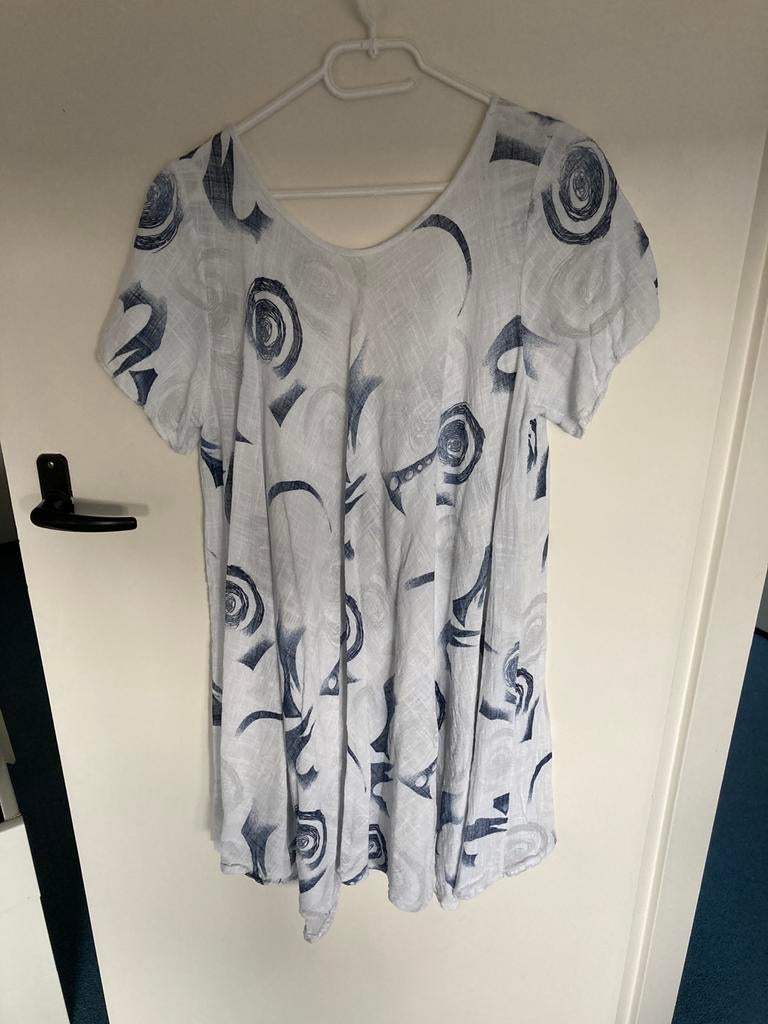 Leuke wijde jurk linnen katoen maat all/XL, Wit, Maat 46/48 (XL) of groter, Ophalen of Verzenden, Zo goed als nieuw