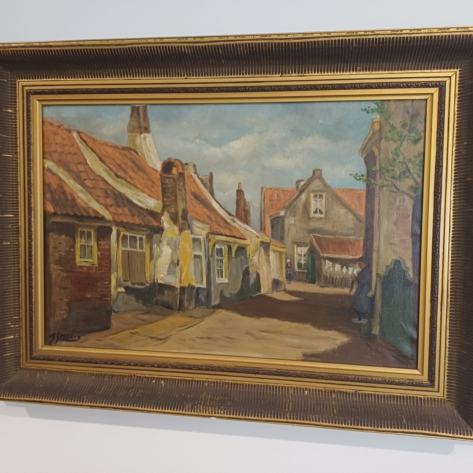 Mooi schilderij van Oud Katwijk, Ophalen of Verzenden