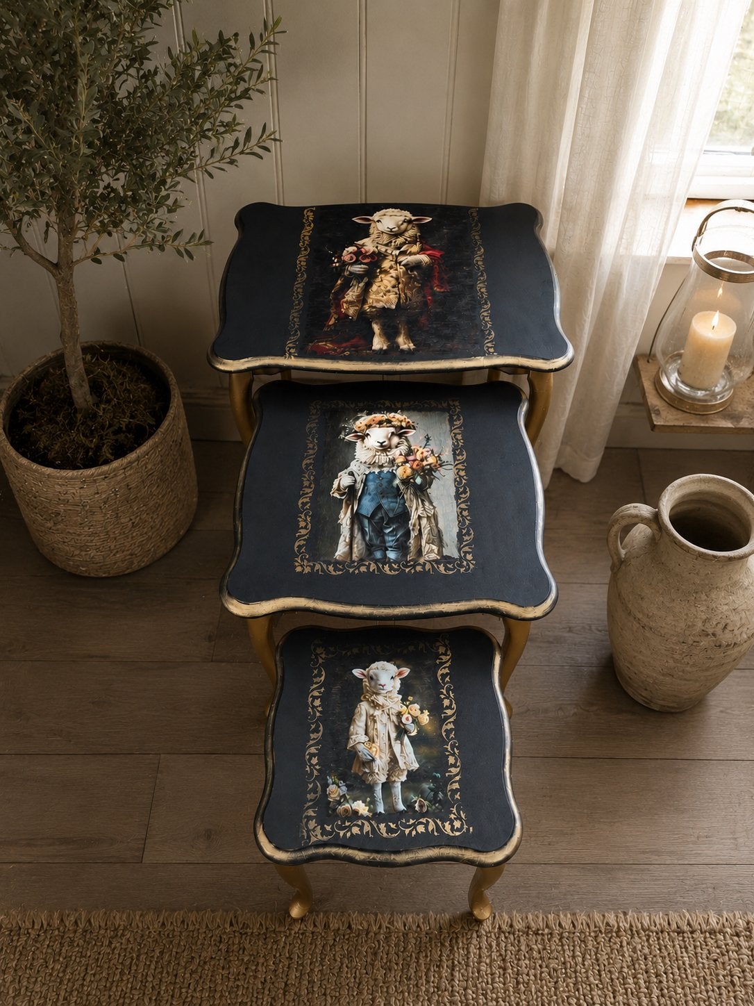 Unieke bijzettafeltjes, Ophalen, Minder dan 55 cm, Boho, Zo goed als nieuw