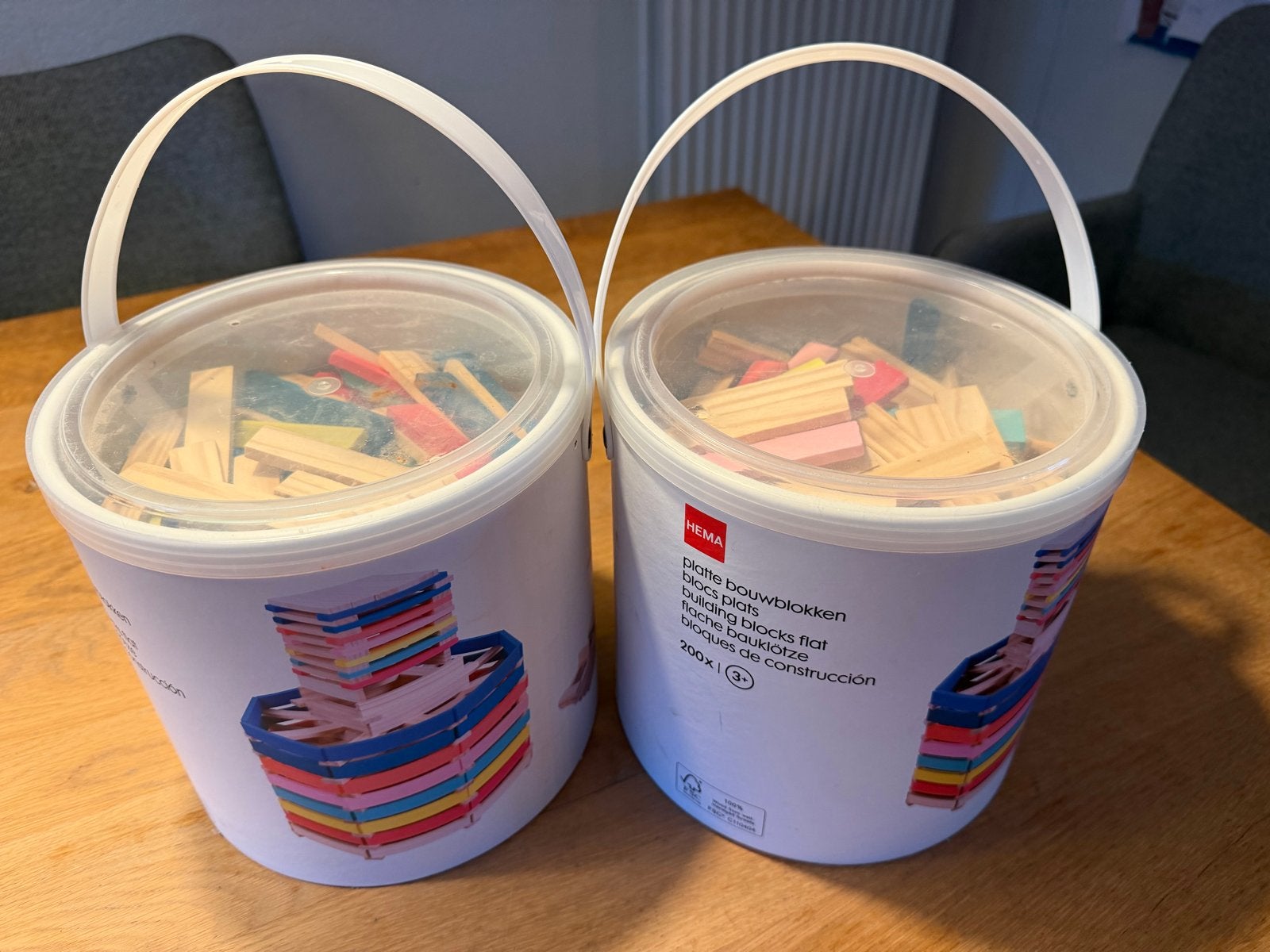 Hema Platte Bouwblokken - 2x 200 stuks, Ophalen of Verzenden, Zo goed als nieuw, Overige merken