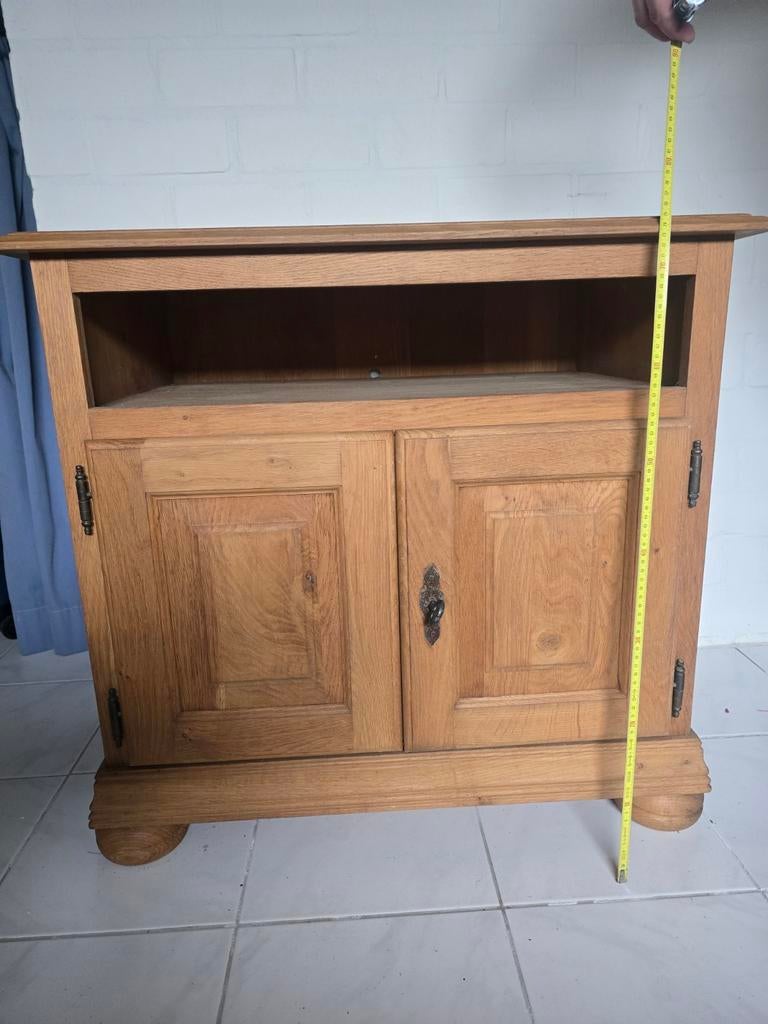 Massief Eiken TV-meubel / Dressoir, Ophalen, Gebruikt, Eikenhout, 25 tot 50 cm
