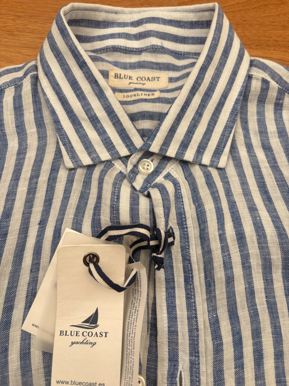 Blue Coast Yachting Linnen overhemd - Nieuw met kaartjes, Ophalen of Verzenden, Nieuw, Blauw, Halswijdte 41/42 (L)