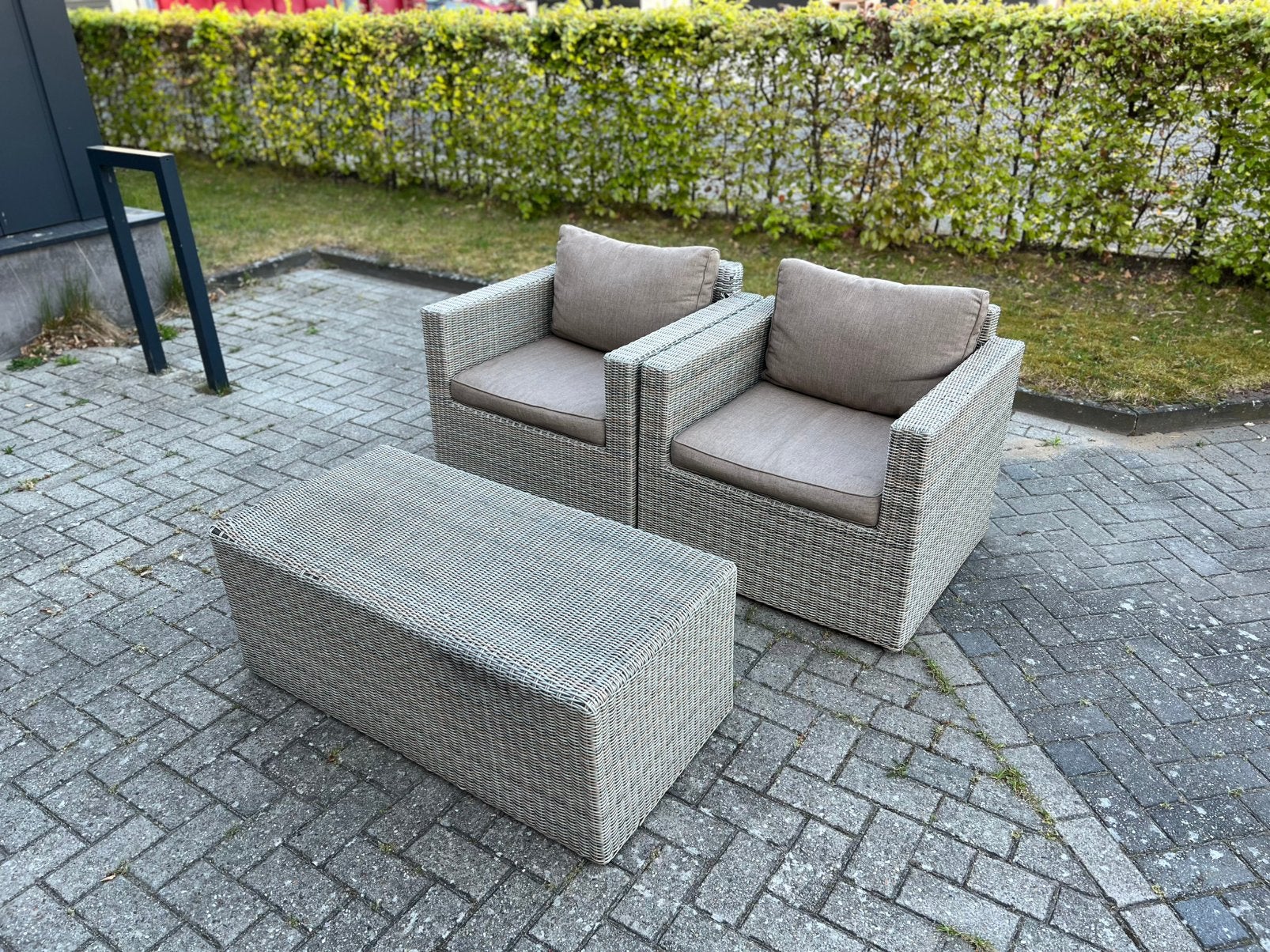 Mooie compacte Loungeset wicker, Tuin en Terras, Tuinbanken, Zo goed als nieuw, Wicker, Ophalen