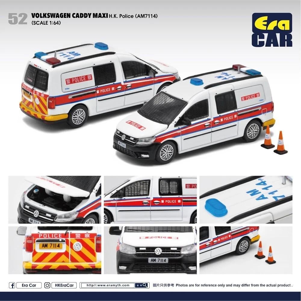 Volkswagen Caddy Maxi van Era Car 1/64 H.K. Police (AM7114), Hobby en Vrije tijd, Modelauto's | Overige schalen, Ophalen of Verzenden