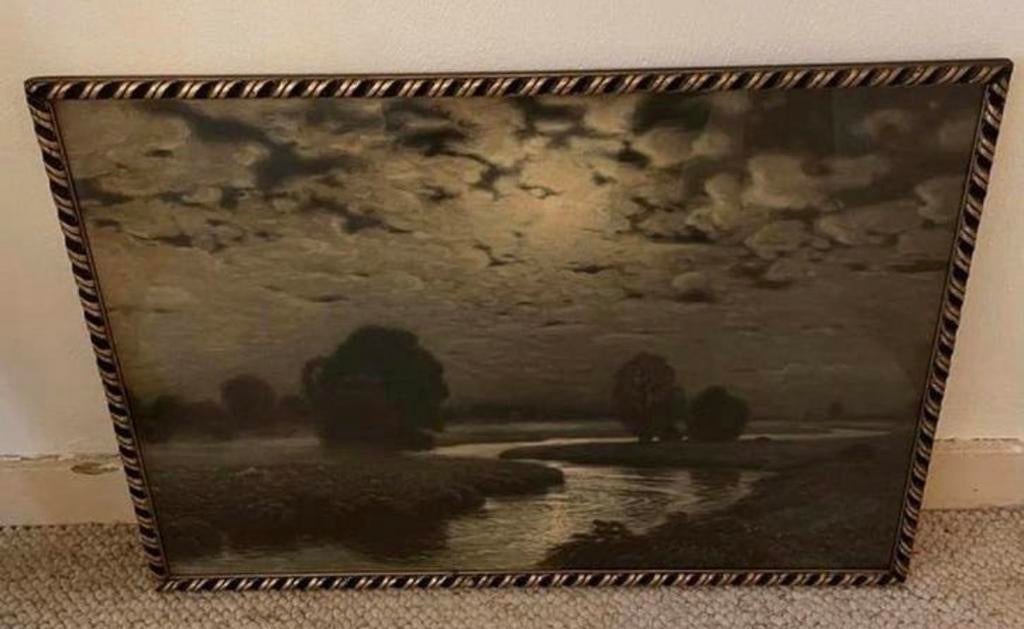Haagse School Landschap met Rivier, ingelijst, Ophalen of Verzenden