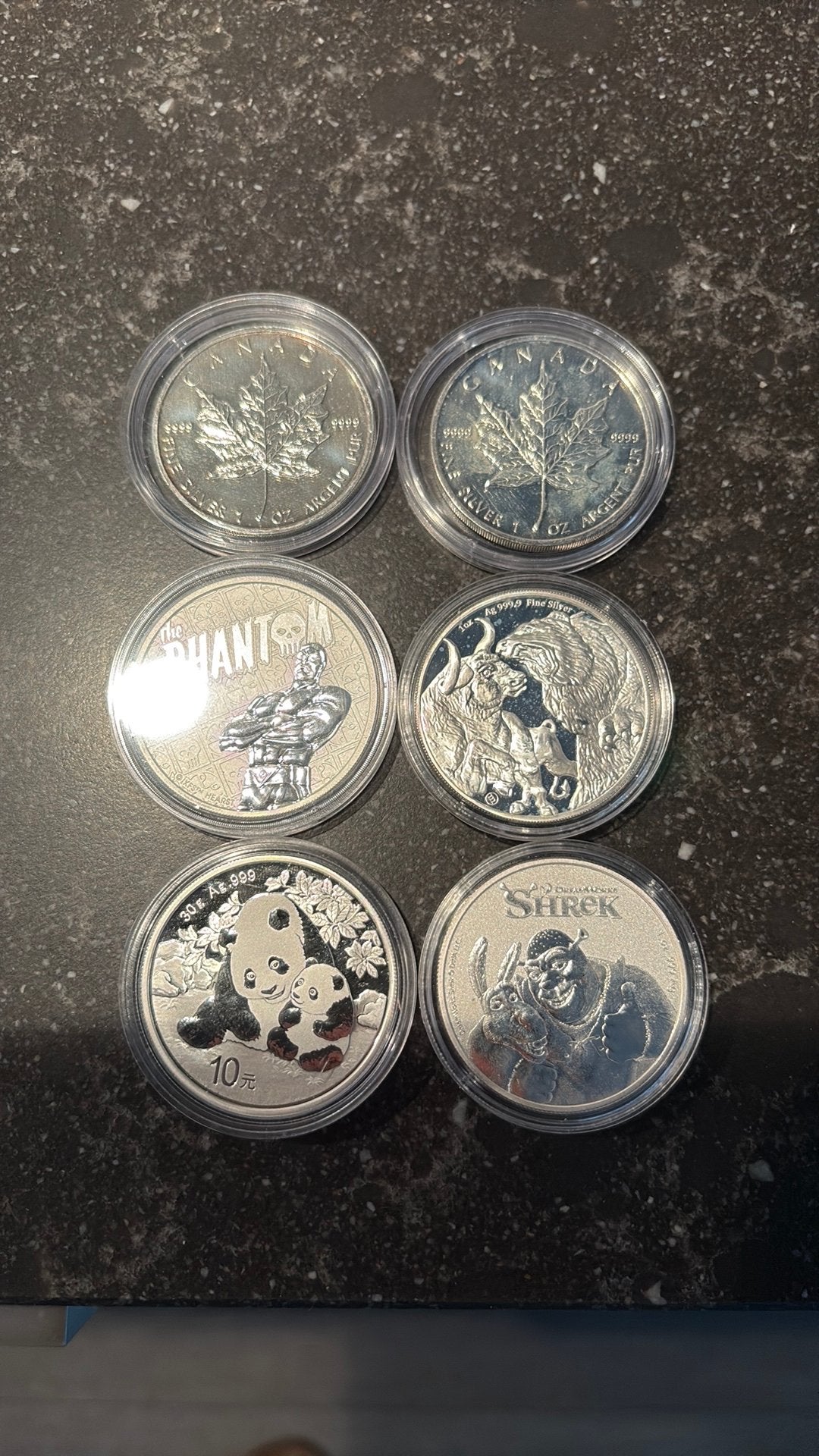 6x 1 Ounce, Ophalen of Verzenden, Zilver