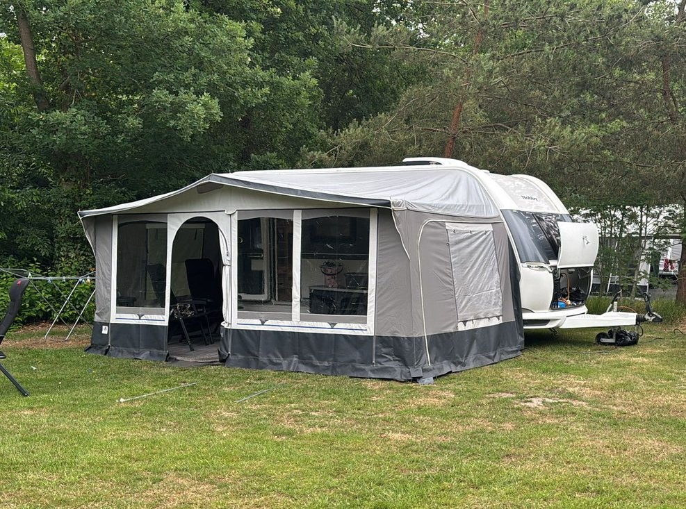 Brand panama voortent v1 maat 12 grijs/blauw, Caravans en Kamperen, Voortenten en Luifels, Ophalen, Gebruikt, Ten Cate All Season 240g/m2