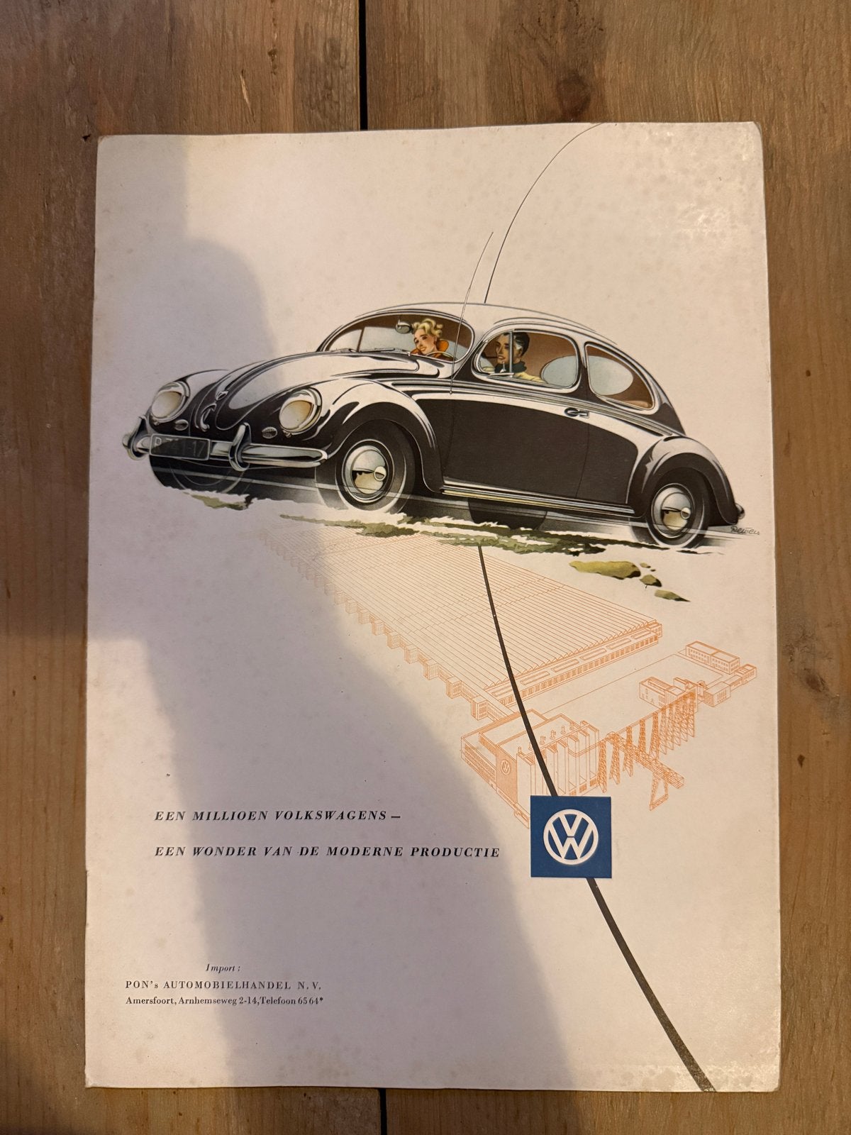Zeldzame Volkswagen Kever brochure - Een miljoen Volkswagens, Ophalen of Verzenden, Gelezen, Volkswagen