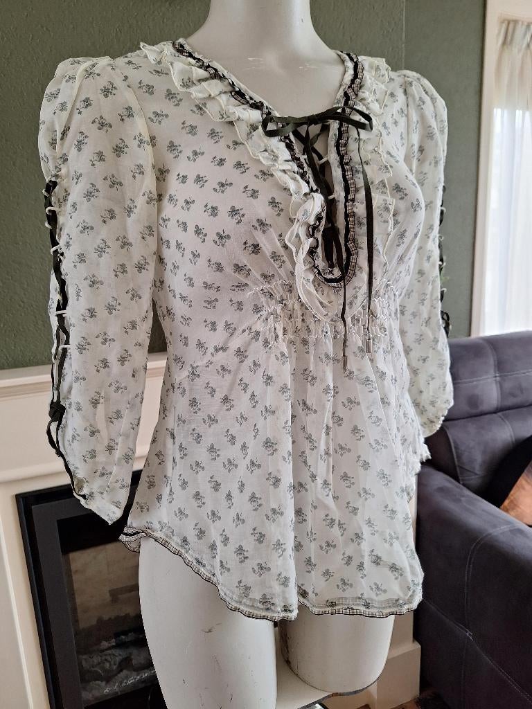 High Use lieflijk blouse tuniek top 34 XS 36 S, High Use, Wit, Ophalen of Verzenden, Zo goed als nieuw