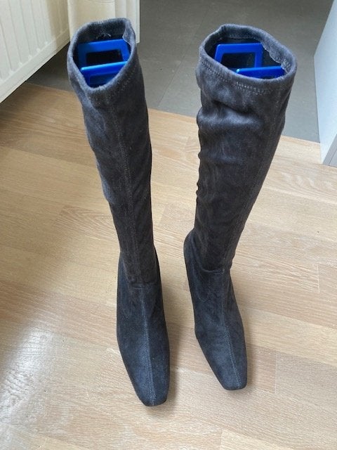Laarzen, lang, suède look, maat 39, Hoge laarzen, Ophalen of Verzenden, Grijs, Onbekend