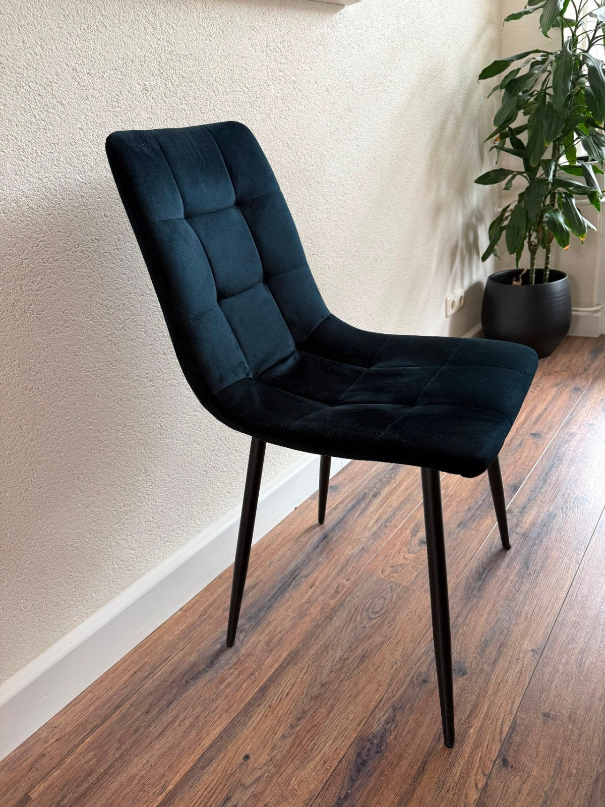 Set van 6 Zwarte Velvet Eetkamerstoelen, Ophalen