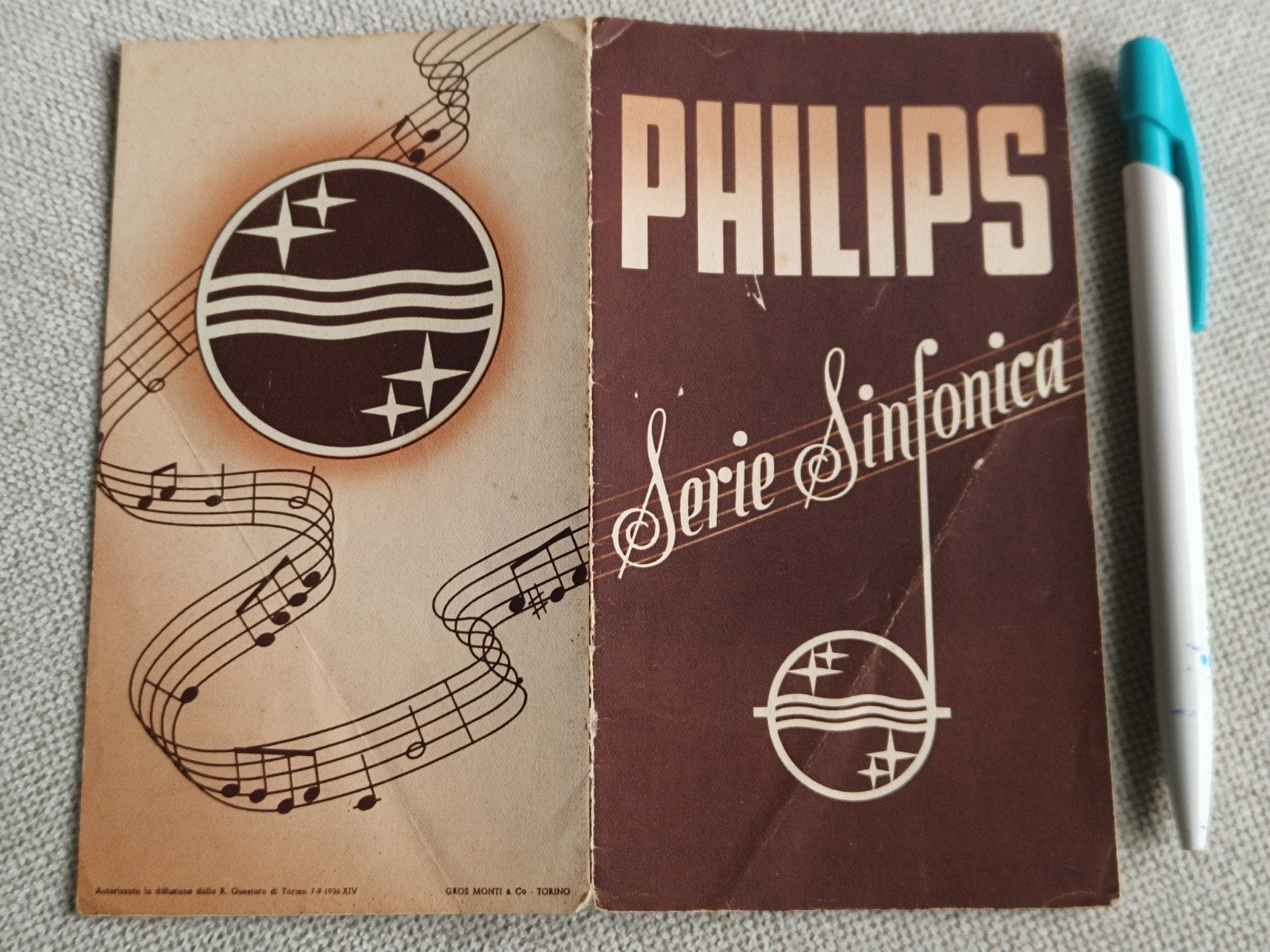 1936, PHILIPS RADIO, ITALIAANSE FOLDER, Boeken, Ophalen of Verzenden, Gelezen