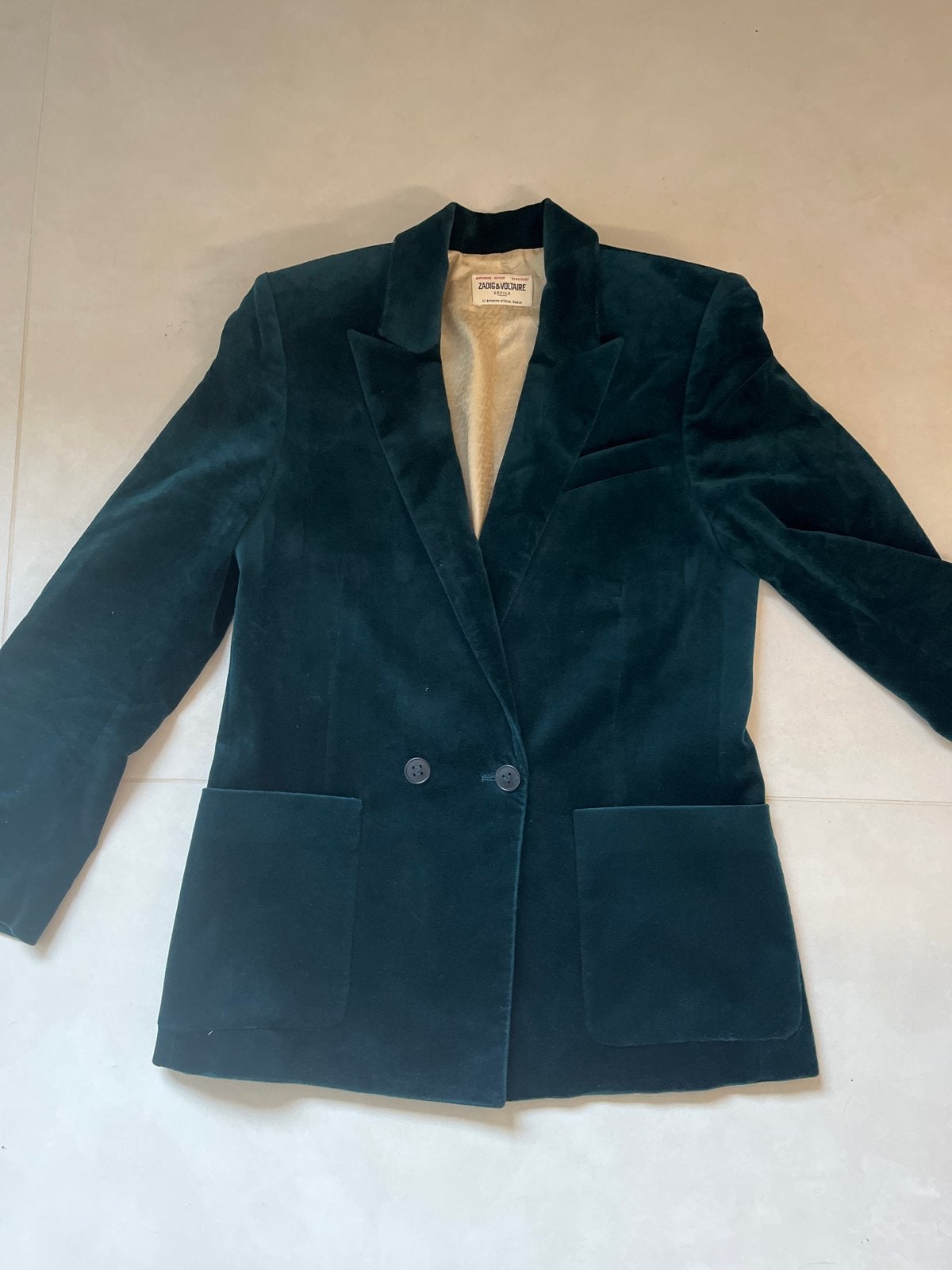 Zadig & Voltaire Groene Fluwelen Blazer Maat 36, Ophalen of Verzenden, Zo goed als nieuw, Jasje, Maat 36 (S)