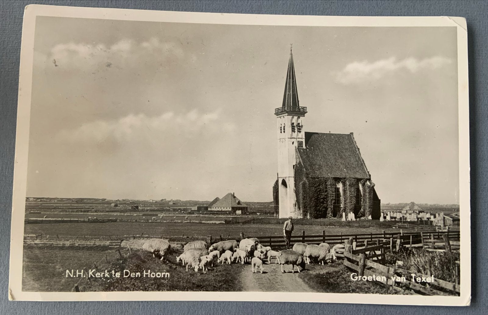 N.H. Kerk te Den Hoorn, Texel (1954), Verzenden, 1940 tot 1960, Gelopen, Noord-Holland
