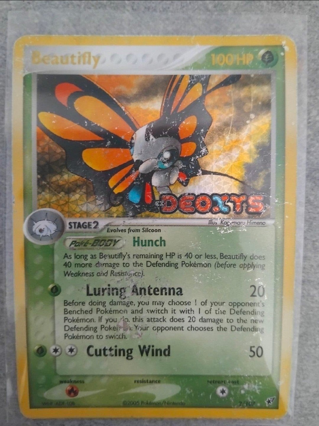 Beautifly Pokémon Kaart 100 HP Deoxys, Ophalen of Verzenden