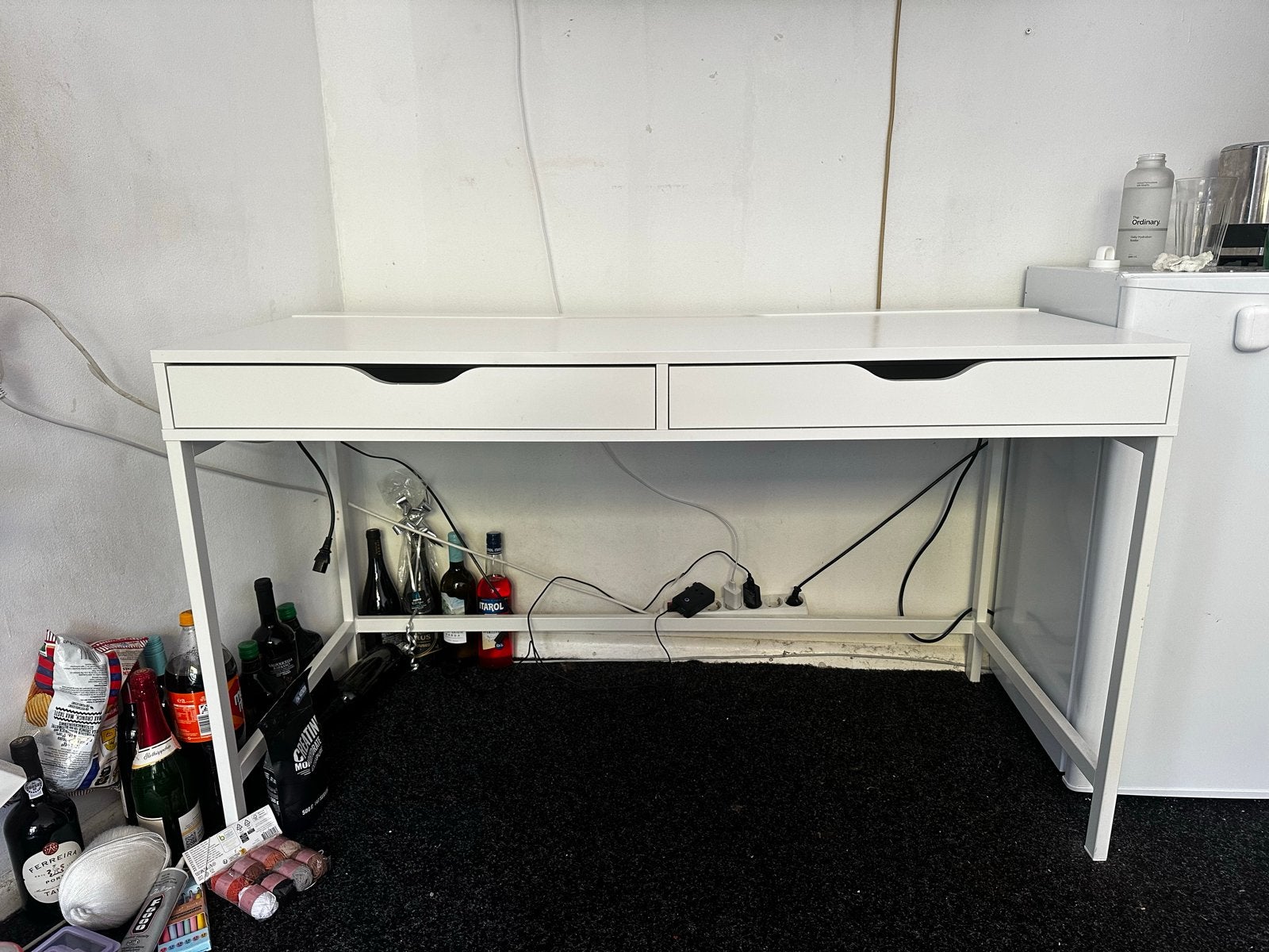 IKEA Alex Bureau - Wit, 132x58x76 cm, Ophalen, Gebruikt, Met lades, Spaanplaat of MDF