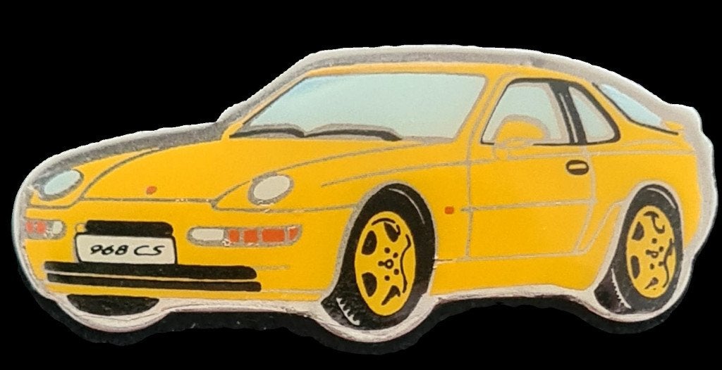 Porsche type 968 CS pin- geel epoxy, Verzenden, Nieuw, Transport, Speldje of Pin