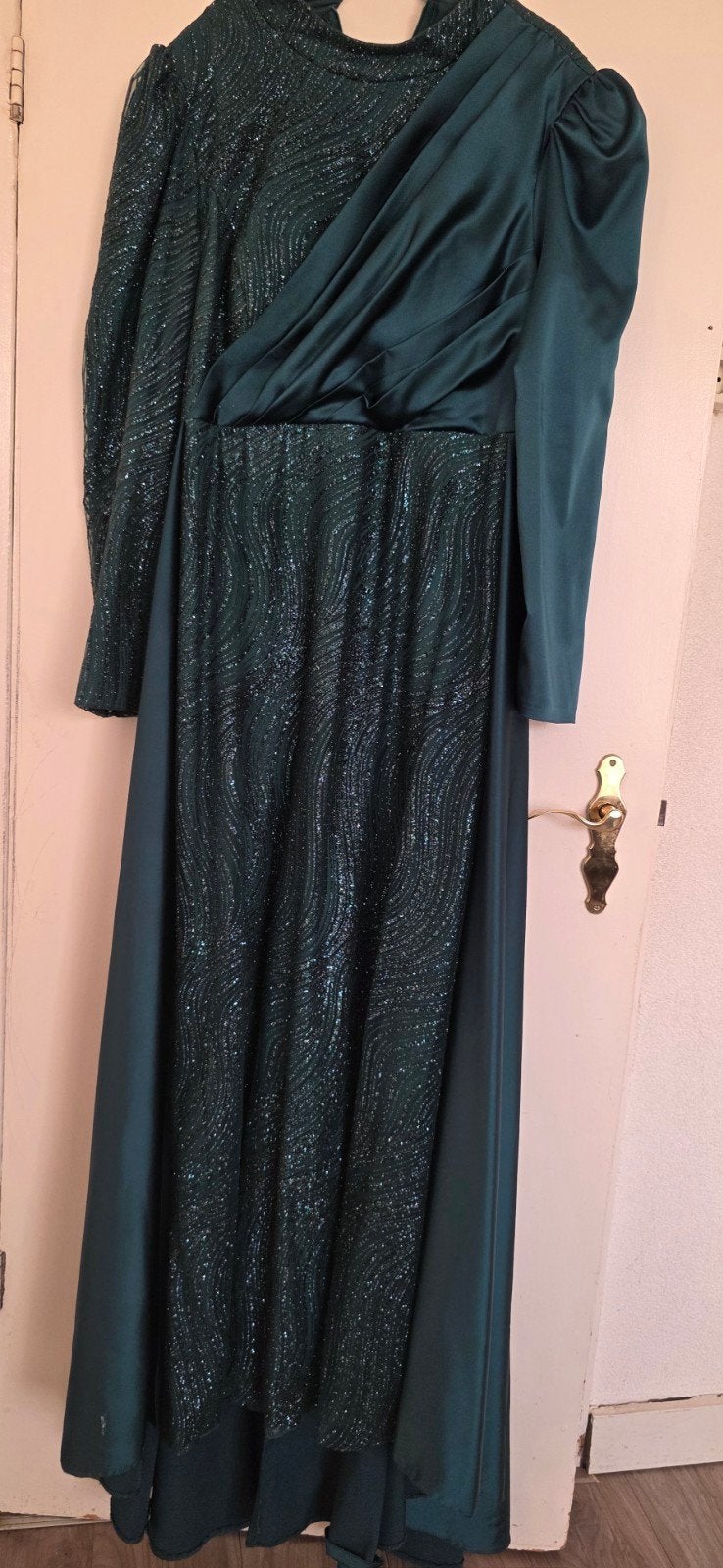 Groene avond-Feestjurk, Kleding | Dames, Gelegenheidskleding, Galajurk, Maat 46/48 (XL) of groter, Ophalen of Verzenden, Zo goed als nieuw