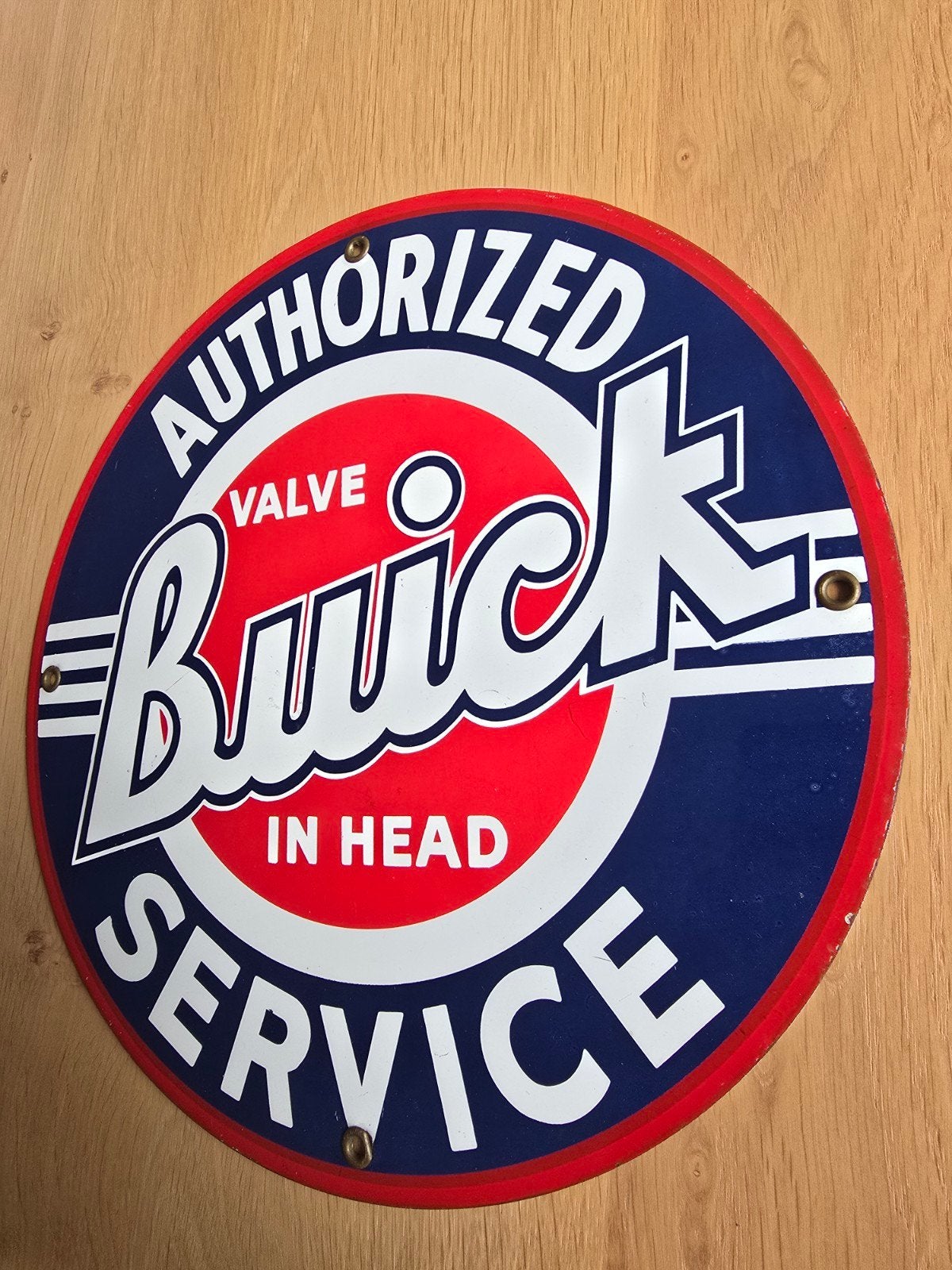 Antiek emaille bord van Buick service, uit de jaren 20/30, Verzamelen, Ophalen of Verzenden, Zo goed als nieuw, Reclamebord