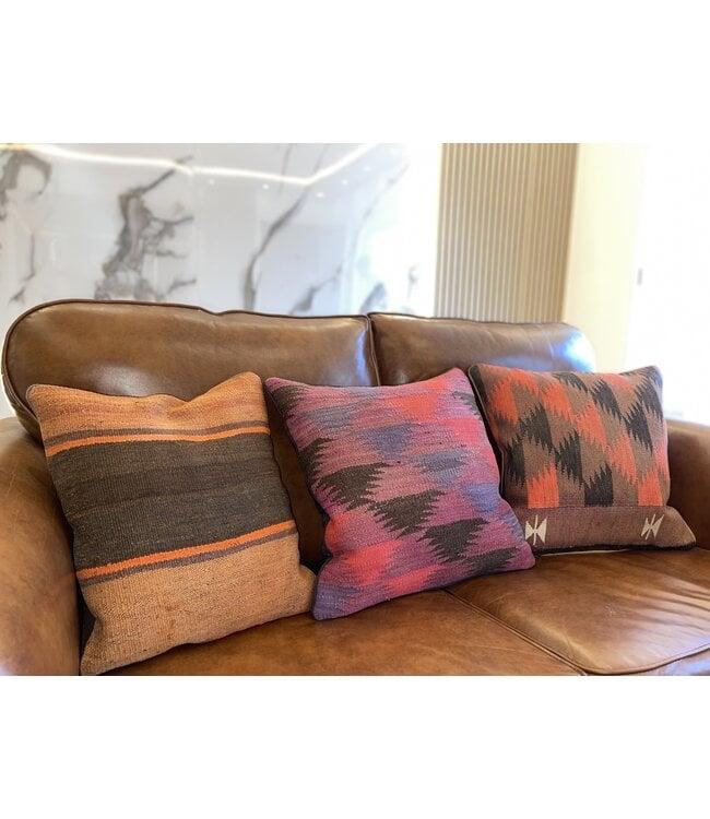3 Vintage Kelim Kussens 45x45 cm met Vulling, Huis en Inrichting, Woonaccessoires | Kussens, Ophalen of Verzenden, Nieuw, Overige kleuren