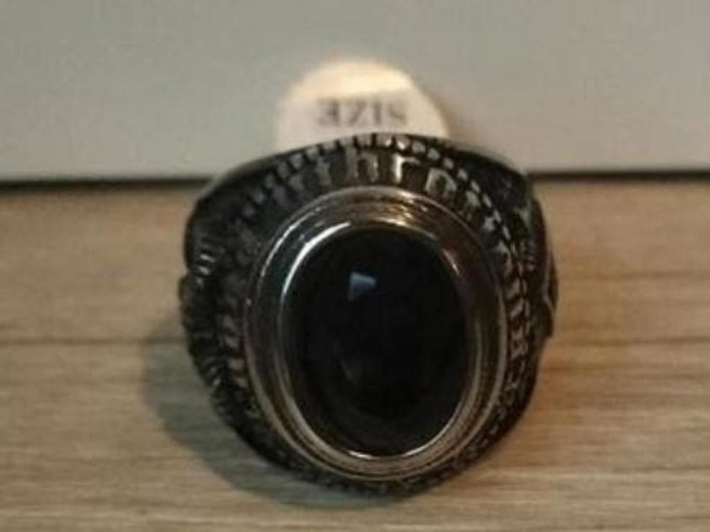 Stoere Outlaws Amsterdam ring met zwarte steen, Ophalen of Verzenden