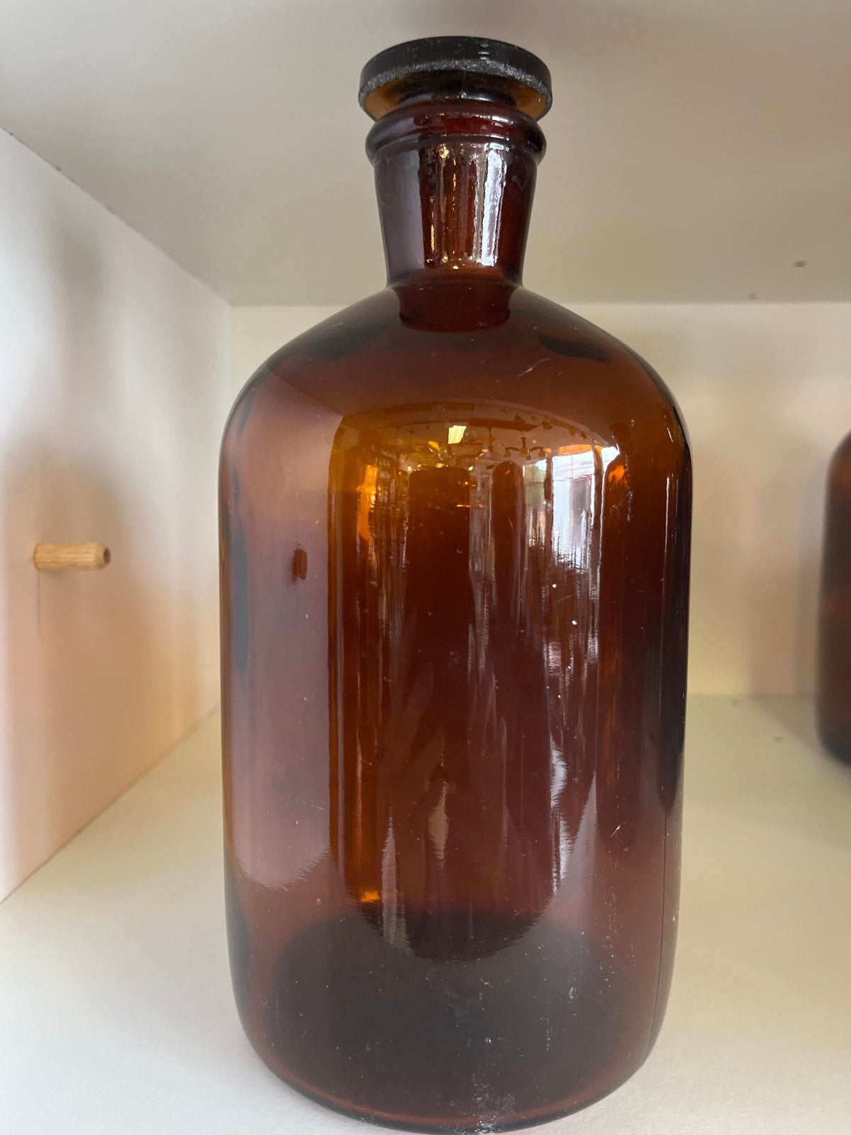 Vintage Apothekersfles - Amber Glas met Stop, Antiek en Kunst, Ophalen