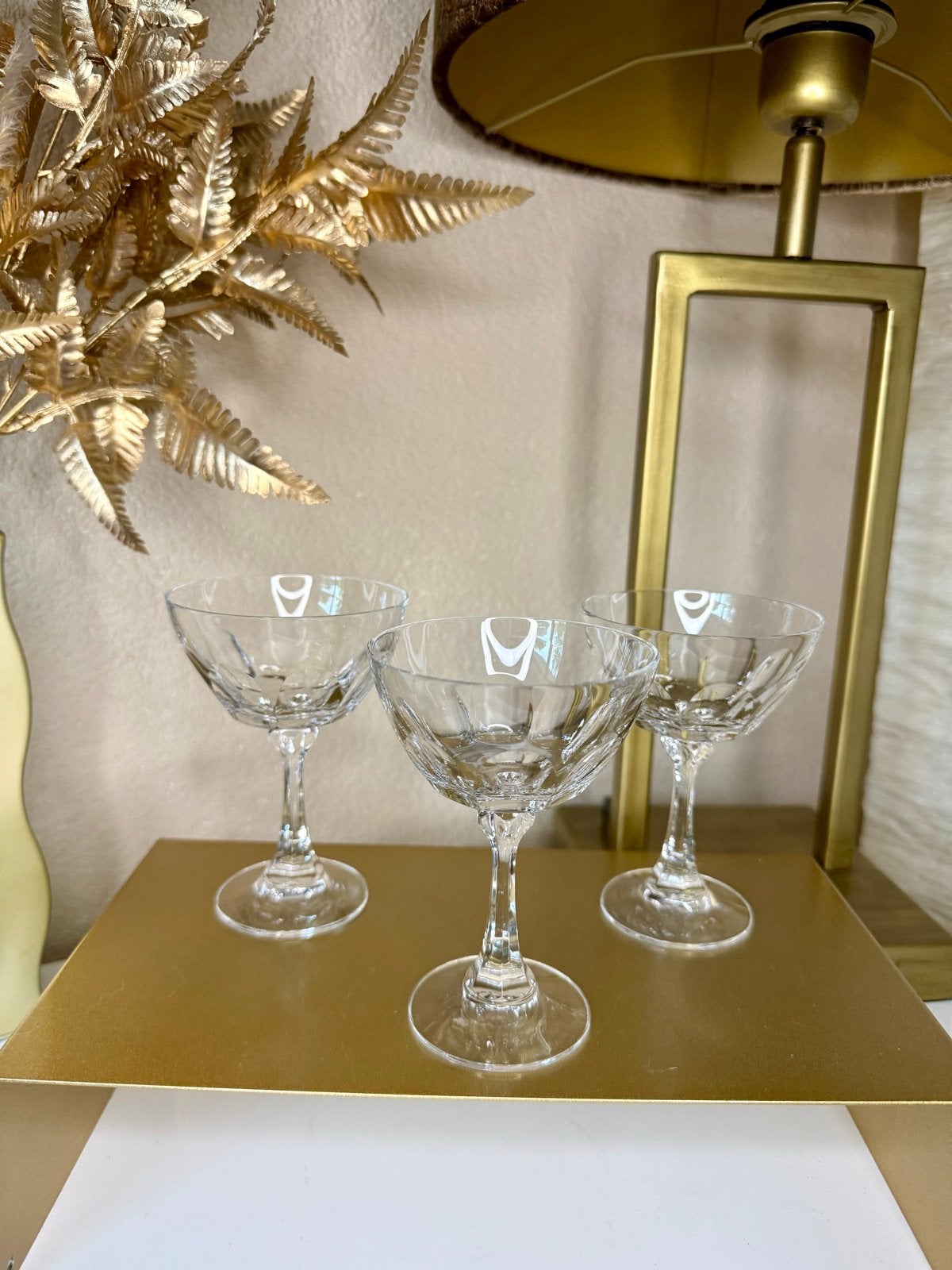 Set van 3 kristallen coupes - Vintage champagneglazen, Ophalen of Verzenden