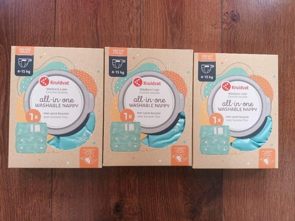 3x nieuwe Kruidvat wasbare luier nieuw 4 - 15 kg luiers 4-15, Ophalen of Verzenden, Nieuw, Overige typen, Overige merken
