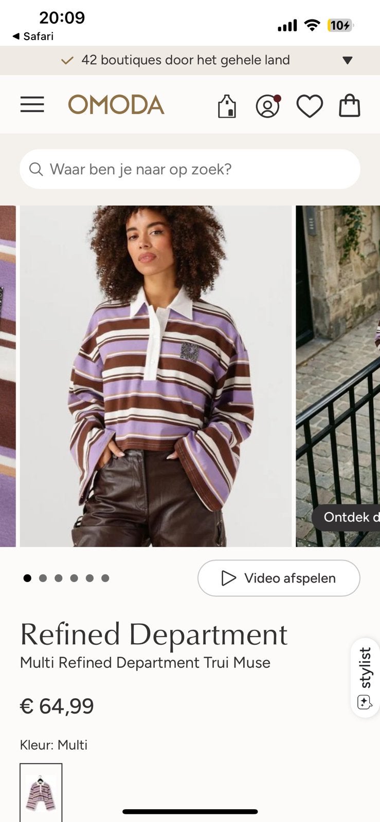 Refined Department gestreepte crop top maat M, Paars, Zo goed als nieuw, Lange mouw, Ophalen