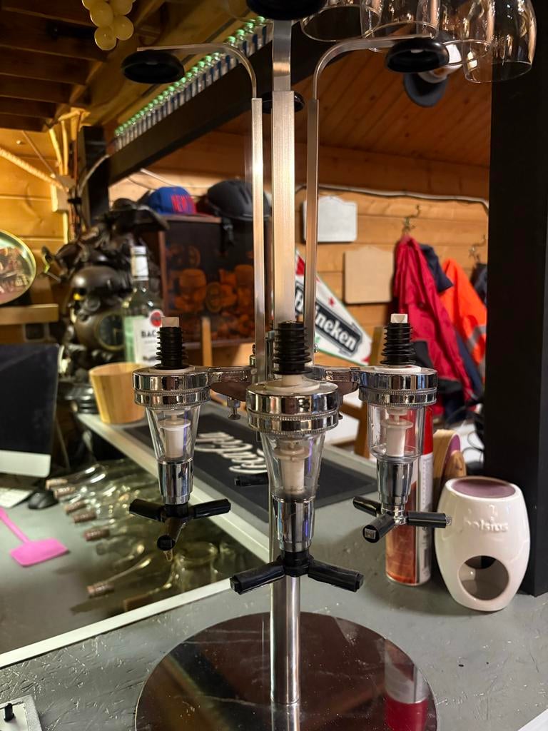 2x Flessenhouder Dispenser Compleet voor 4 Flessen, Zilver, Ophalen of Verzenden, Metaal, Overige typen