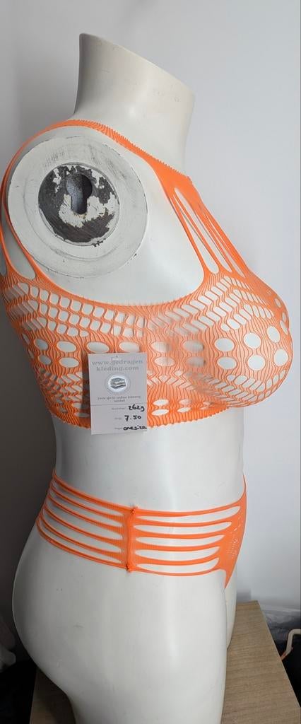 Neon Oranje Lingerie Setje - Stretchy & Comfortabel, Oranje, Ophalen of Verzenden, Onbekend, Setje