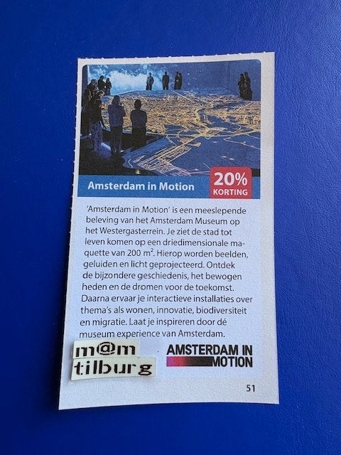 Amsterdam in Motion 20% korting tot 1-7-2027, Tickets en Kaartjes, Kortingen en Cadeaubonnen, Drie personen of meer, Kortingsbon