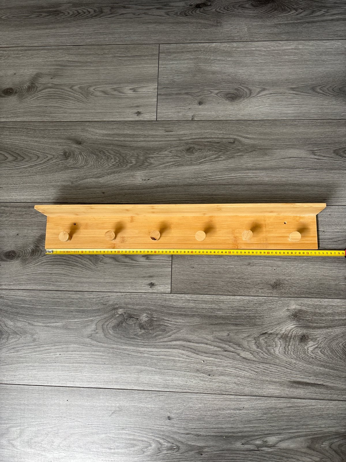 Bamboe kapstok met 6 haken en plank, Ophalen of Verzenden, Zo goed als nieuw, Hout, Wandkapstok