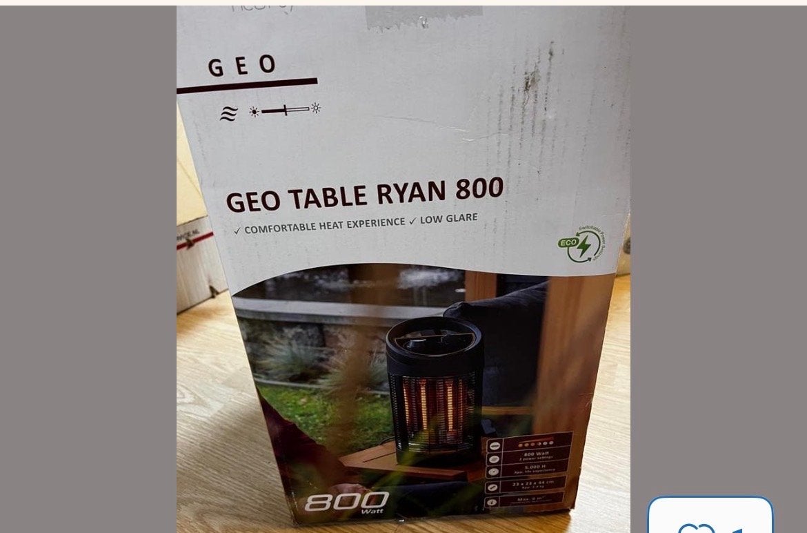 Sunred Geo Table Ryan 800 Terrasverwarmer, Ophalen, Nieuw, Elektrisch, Vloer