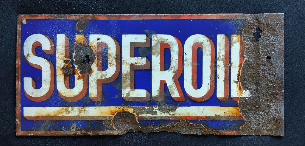 Zeer Zeldzame SUPEROIL Schuurvondst c.a.1910., Verzamelen, Merken en Reclamevoorwerpen, Ophalen of Verzenden, Gebruikt, Reclamebord