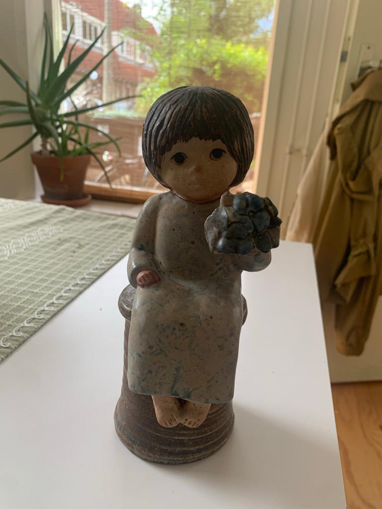 Vintage Lisa Larson Gustavsberg Beeldje Meisje Bloemen, Ophalen of Verzenden
