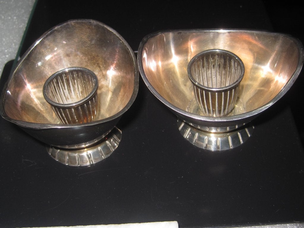 Twee zilveren blaker mooie design kandelaars zilver 835 (2), Antiek en Kunst, Ophalen, Zilver