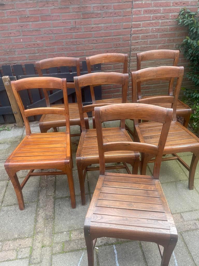 7 kloosterstoelen, Huis en Inrichting, Stoelen, Ophalen, Gebruikt, Hout, Vijf, Zes of meer stoelen