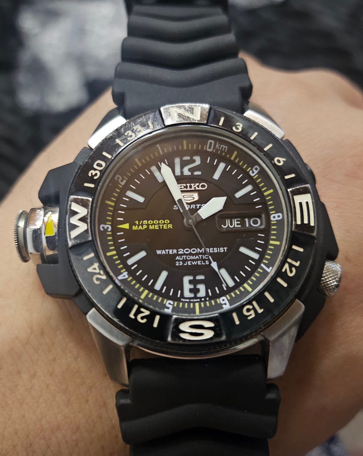 Seiko 5 sports Mapmeter, Ophalen of Verzenden, Gebruikt, Zwart, IOS