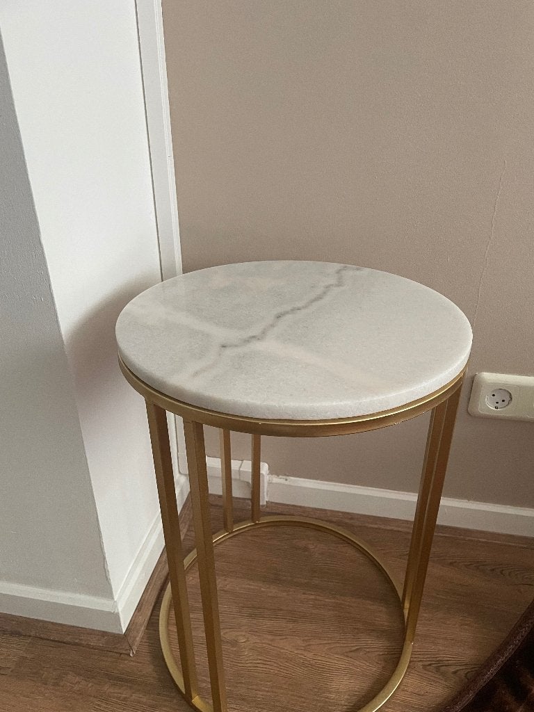 Bijzettafel van marmer, Minder dan 55 cm, Rond, Zo goed als nieuw, Ophalen