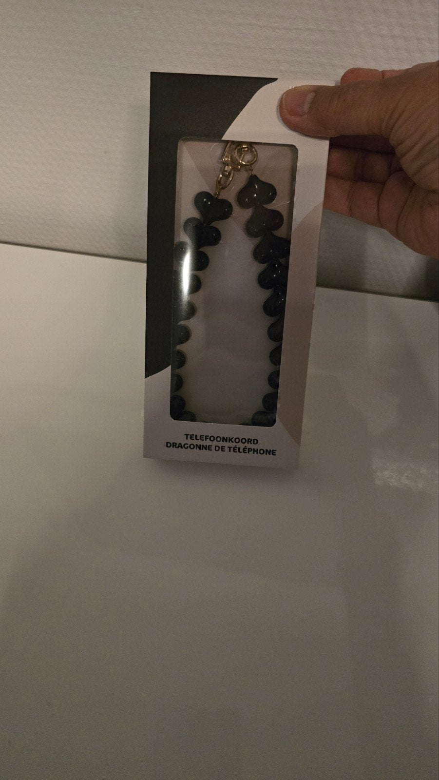 Telefoonkoord met hartjes kralen - Zwart, Ophalen of Verzenden, Nieuw, Telefoonhanger of Accessoire, Universeel