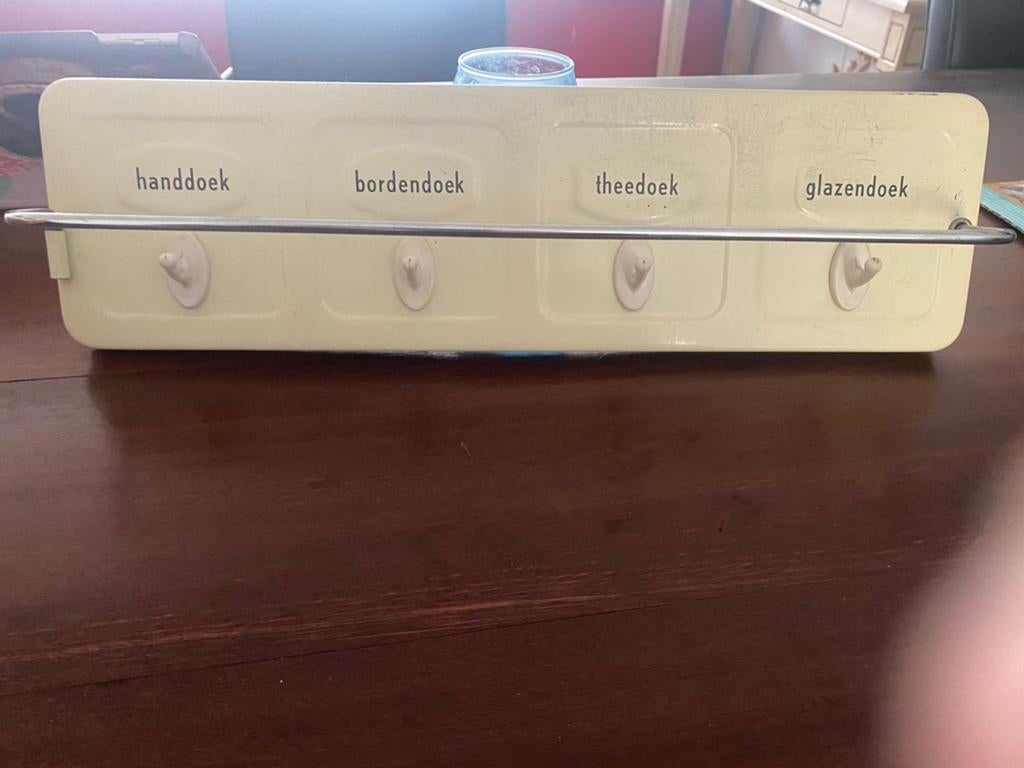 Vintage Keukenrekje met Haken en Stang - Handdoek, Theedoek, Huis en Inrichting, Keuken | Keukenbenodigdheden, Ophalen, Zo goed als nieuw