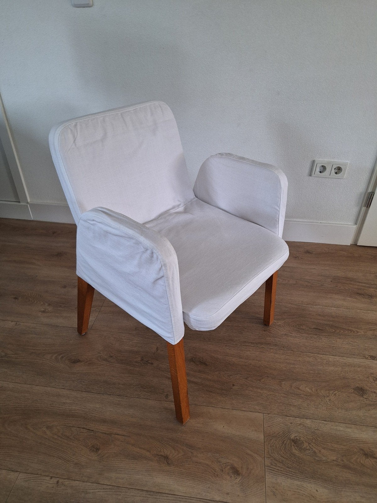 Ikea Stockholm witte stoel 6x houten poten extra hoezen, Huis en Inrichting, Ophalen, Gebruikt, Wit, Eén
